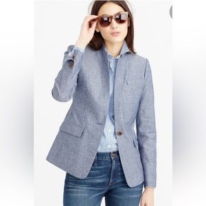 J. Crew Women's Regent Blazer Chambray Blue Cotton Size 6